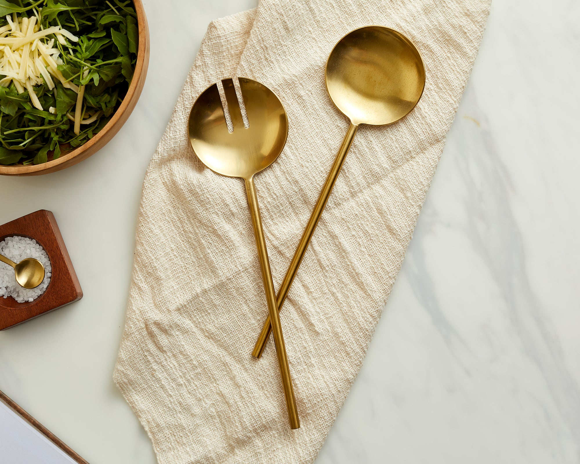 Modern Gold Salad Server Set with Spoon and Fork from What a Host Home